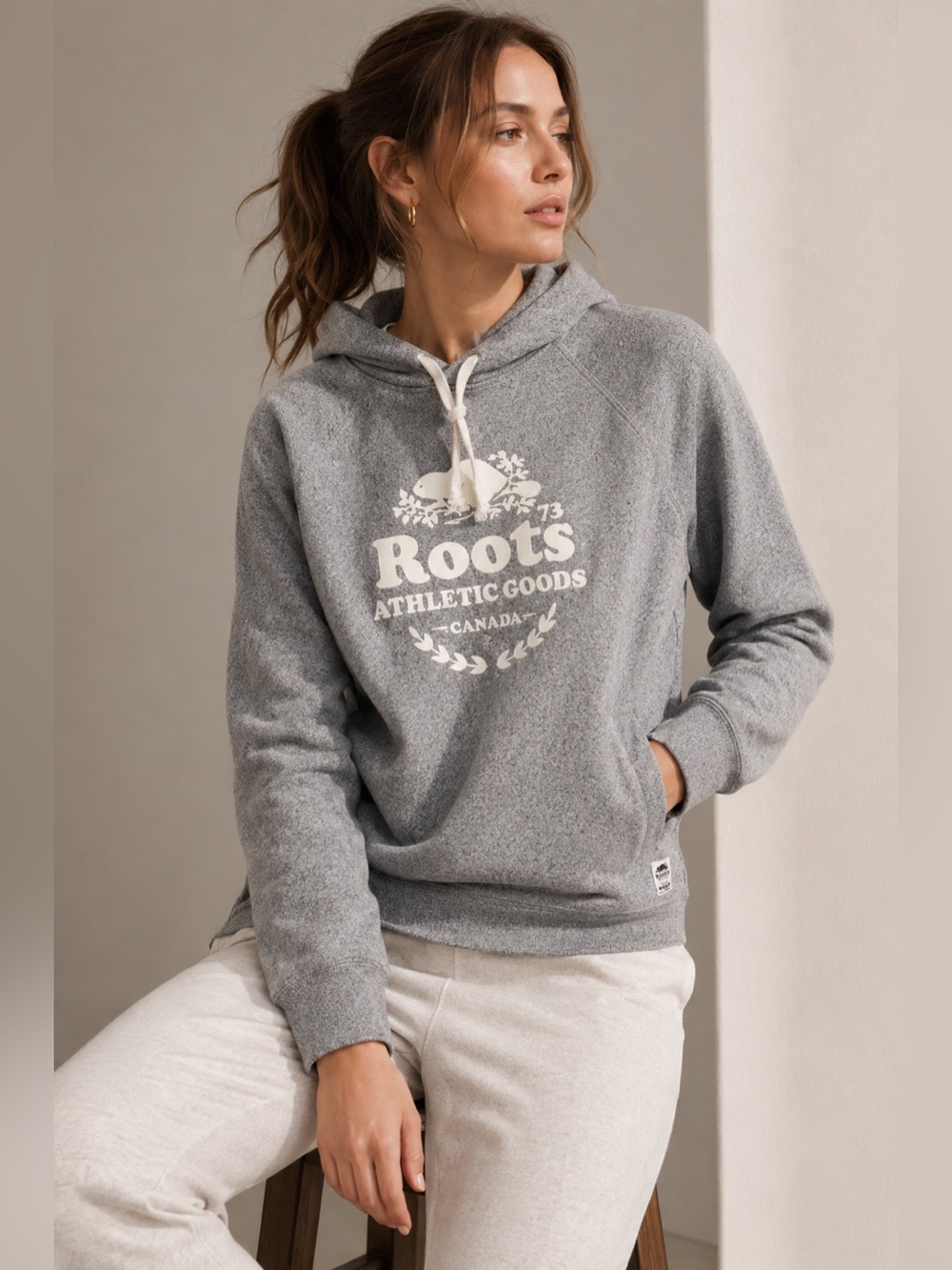 Roots Athletic Goods Hoodie – Heather Grey - Size Large